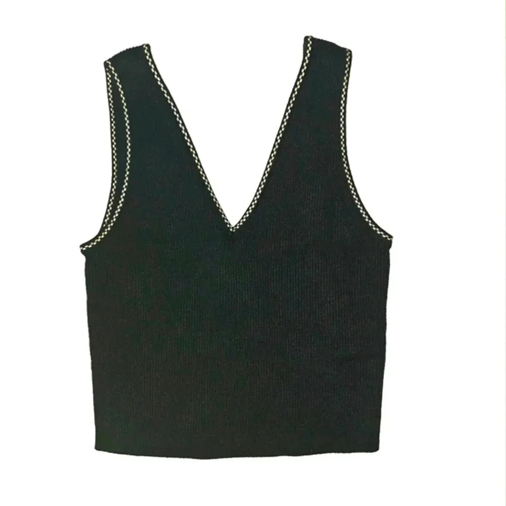 Caroline Constas Ribbed Sweater Crop Top